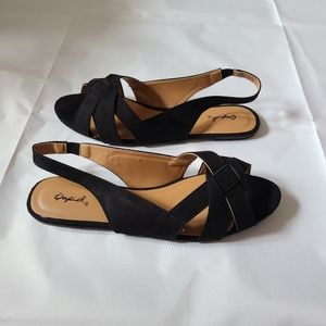 Qupid black slingback flat open toe sandals new